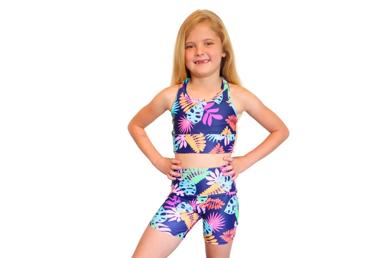 Tropical Navy Crop Top & Hot Pants